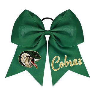 Jackson Heights Cobras Faux Glitter Hair Bow