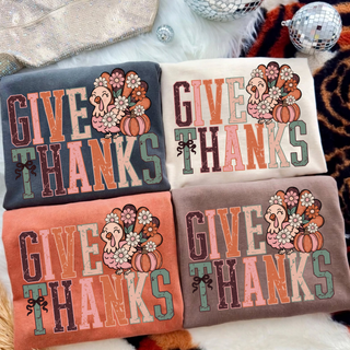 Give Thanks Distressed Turkey Tee