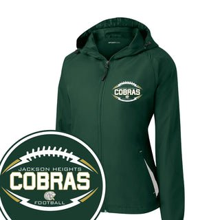 Jackson Heights Football Women's Colorblock Hooded Raglan Jacket (Forest Green)