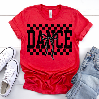 Distressed Black Checkered Dance Bow Top
