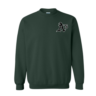 Forest green crewneck sweatshirt featuring the Ace’s Baseball Classic A logo printed on the left chest.