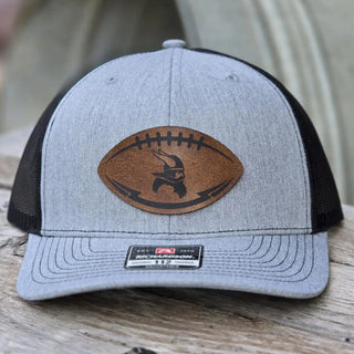 Seaman Vikings Football Leather Patch Trucker Hat