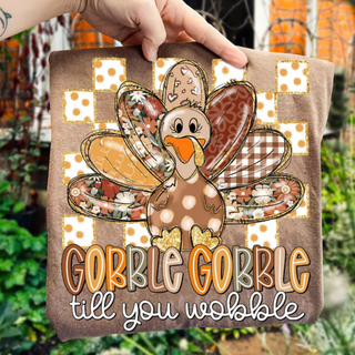 Gobble Gobble Patchwork Turkey Tee