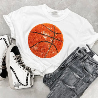 Trending Faux Yarn Sequins Basketball Top