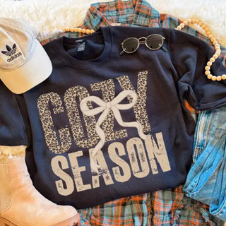 Cozy Season Leopard Cheetah Bow Top
