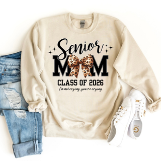 Senior Mom Class of 2026 Leopard Bow Crewneck