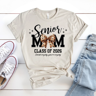 Senior Mom Class of 2026 Leopard Bow Tee