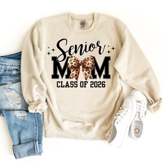 Senior Mom Leopard Bow Class of 2026 Crewneck