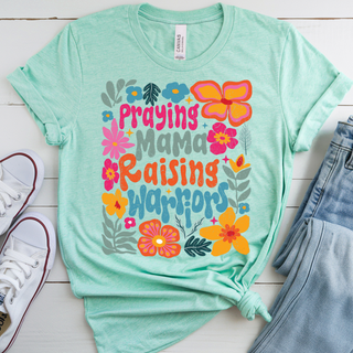 Praying Mama Raising Warriors Floral Bella Canvas Tee