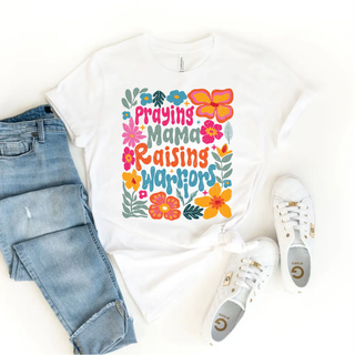 Praying Mama Raising Warriors Floral Bella Canvas Tee