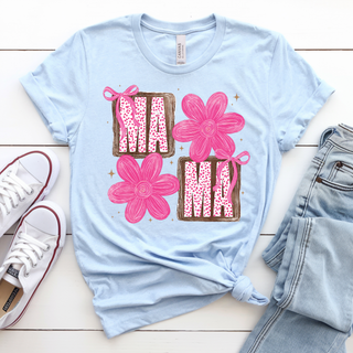 Floral Mama Bella Canvas Light Blue Tee