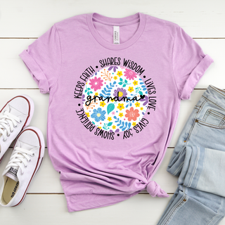 Faith Filled Grandma Floral Circle Bella Canvas Tee