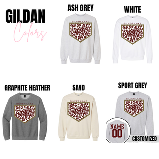 Silver Lake Eagles Softball Leopard Script Graphic Top