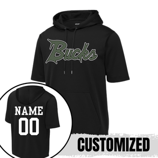 Bucks Baseball Fleece Short Sleeve Hooded Pullover Option 1
