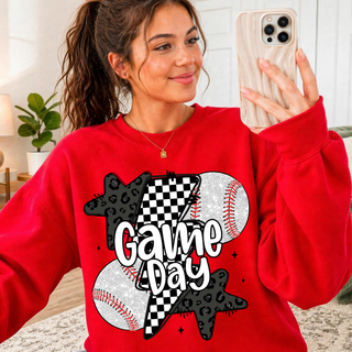 Checkered Lightning Baseball Game Day Shirt