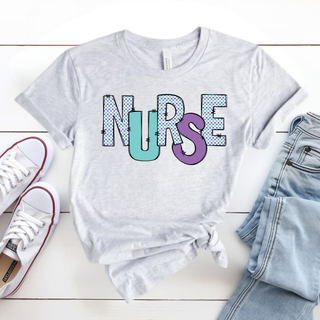 Pastel Patchwork Nurse Graphic Tee