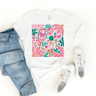 Retro Floral Nurse Tee