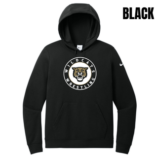 Topeka Wildcats Wrestling Club Circle Logo Women's Club Fleece Pullover Hoodie in Black
