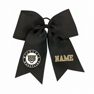 Topeka Wildcats Wrestling Club Circle Logo personalized cheer bow in Black with NAME placeholder