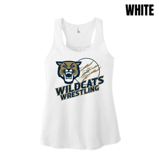 Topeka Wildcats Wrestling Club Claw Mark Logo women's racerback tank in white