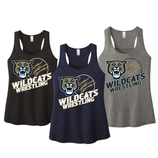 Topeka Wildcats Wrestling Club Claw Mark Logo women's racerback tank in new navy