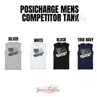 Topeka Wildcats Wrestling Club Claw Mark Logo PosiCharge Competitor tank color options: Silver, White, Black, and True Navy