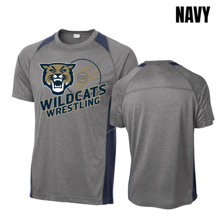 Topeka Wildcats Wrestling Club Claw Mark Logo Colorblock Contender Tee with Navy accent panels