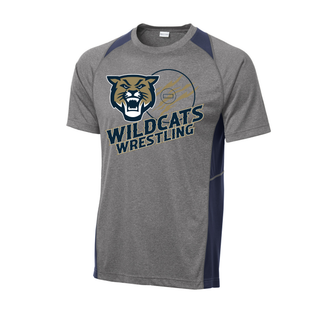 Topeka Wildcats Wrestling Club Claw Mark Logo Colorblock Contender Tee with Navy accent panels, back view