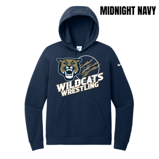 Topeka Wildcats Wrestling Club Claw Mark Logo Women's Club Fleece Pullover Hoodie in Midnight Navy