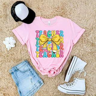 Back To School Bow Teacher Tee