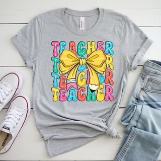 Back To School Bow Teacher Tee