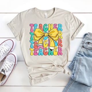 Back To School Bow Teacher Tee