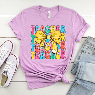 Back To School Bow Teacher Tee