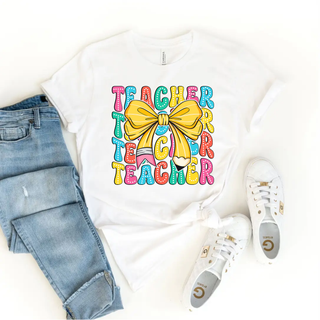 Back To School Bow Teacher Tee