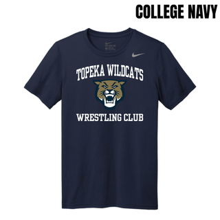 Topeka Wildcats Wrestling Club arched logo men's rLegend tee in College Navy with Wildcats mascot graphic on chest