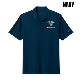 Topeka Wildcats Wrestling Club arched logo Dri-FIT Micro Pique polo in Navy with embroidered Wildcats logo on left chest