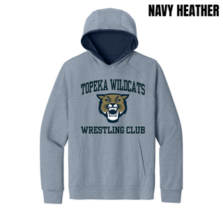 Topeka Wildcats Wrestling Club arched logo men's Dri-FIT Primary Hoodie in Navy Heather