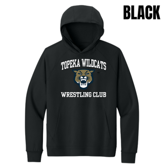 Topeka Wildcats Wrestling Club arched logo men's Dri-FIT Primary Hoodie in Black