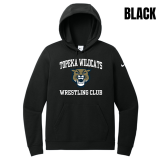 Topeka Wildcats Wrestling Club arched logo women's Club Fleece Pullover Hoodie in Midnight Navy