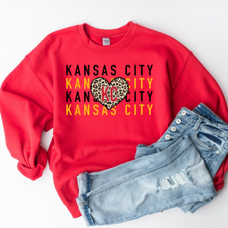 Red and Gold Repeat Leopard Heart Top