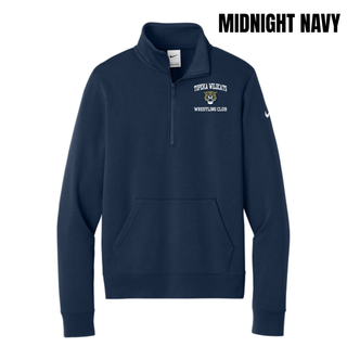 Topeka Wildcats Wrestling Club arched logo women's Fleece Half-Zip in Midnight Navy
