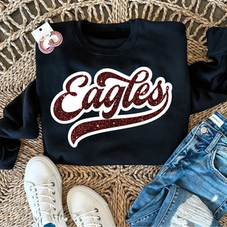 Faux Maroon Glittered Eagles Top