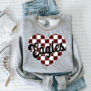 Checkered Maroon Eagle Heart Top
