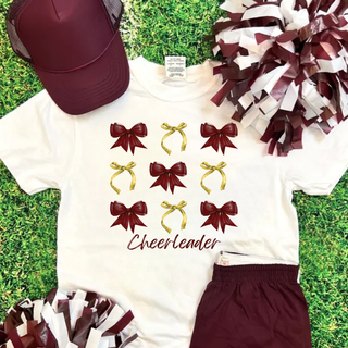 Classic Maroon and Gold Cheer Bow Top