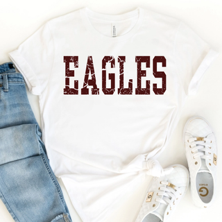 Maroon Distressed Silver Lake Eagles Top