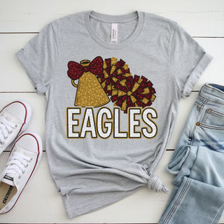 Eagles Faux Sequin Cheer Bows and Poms