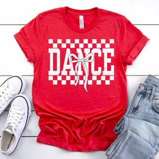 Distressed White Checkered Dance Bow Top
