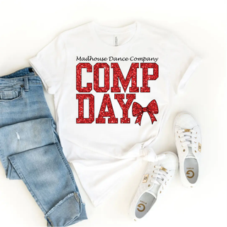 Madhouse Dance Company Faux Red Glitter Comp Day Top