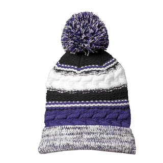 Pom Pom Team Beanie (Purple/ Black/ White)