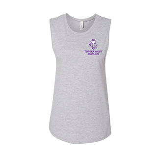 Topeka West Bowling Womens Muscle Tank Athletic Grey